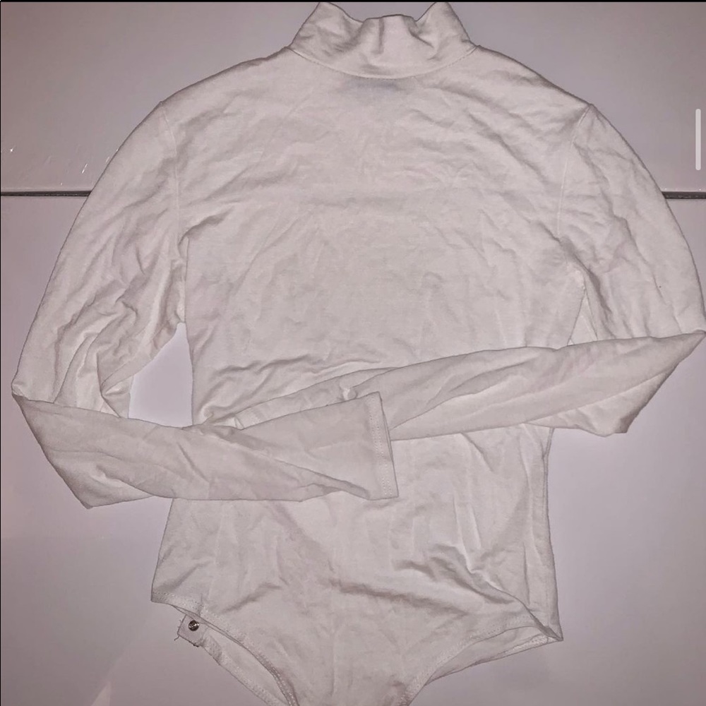 White mock neck bodysuit